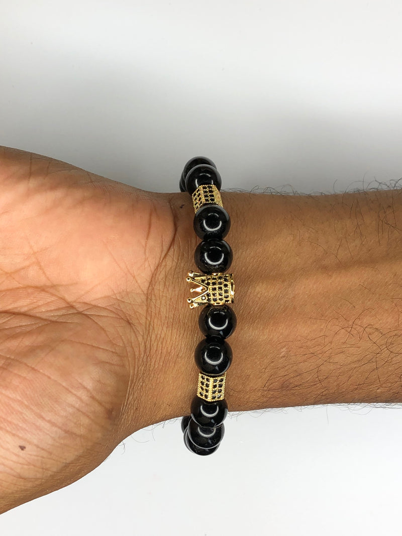 The Pharaoh Crowned Bracelet- Black Agate