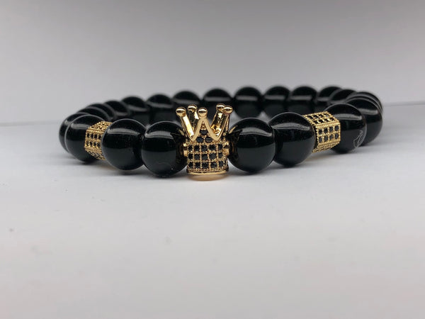 The Pharaoh Crowned Bracelet- Black Agate